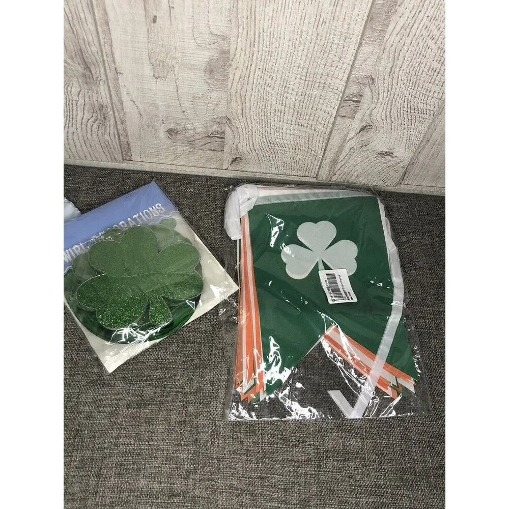 St Patricks Day Hanging Party Green Orange Swirls Banner Decorations Classroom